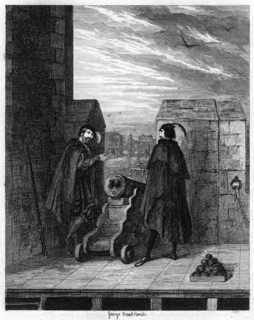 Simon Renard and Winwike the warden on the roof of the White Tower, 1553 (1840).Artist: George Cruikshank