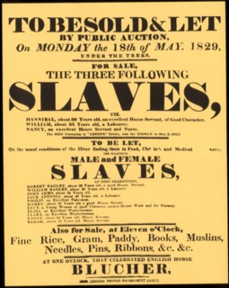A bill advertising a West Indian slave auction in 1829, (1965). Artist: Unknown