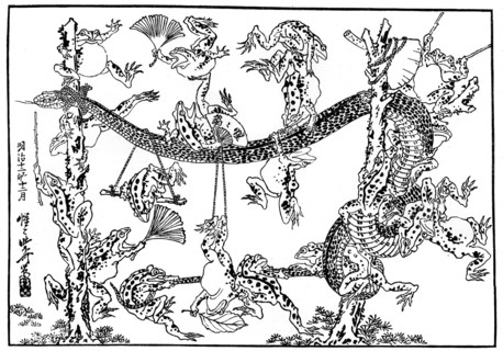 'The Snake and the Frog', 1898.Artist: Kawanabe Kyôsai