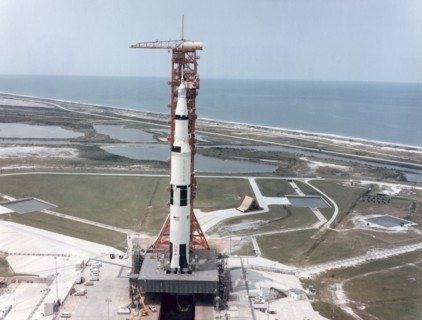 Apollo 15 on the launch pad at Kennedy Space Center, Florida, USA, 1971.Artist: NASA