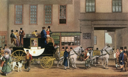 'The Blenheim, Leaving the Star Hotel, Oxford', 1831 (1927).Artist: Frederick James Havell