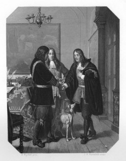 Handshake between Cornelis Tromp and Michiel de Ruyter, 17th century (c1870). Artist: JH Rennefeld