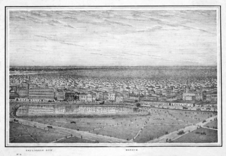 Esplanade Row and mosque, panorama of Calcutta, India, c1840s.Artist: Frederick Fiebig