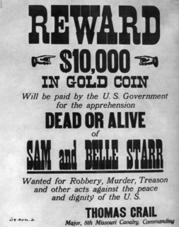 Wanted poster for the outlaws Sam and Belle Starr, c1880-1886 (1954). Artist: Unknown