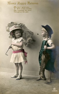 'Many Happy Returns', birthday card, c1900-1929(?). Artist: Unknown