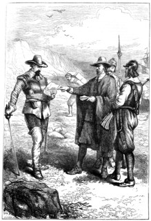 Samuel Gorton's landing in America, c1636 (c1880).Artist: Whymper