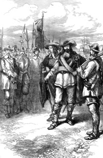 Commissioners landing at Boston, 17th century (c1880). Artist: Unknown