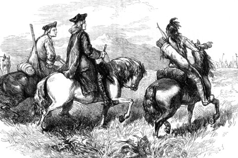 Sir Alexander Cuming on his way to visit the Cherokees, South Carolina, c1730 (c1880). Artist: Unknown