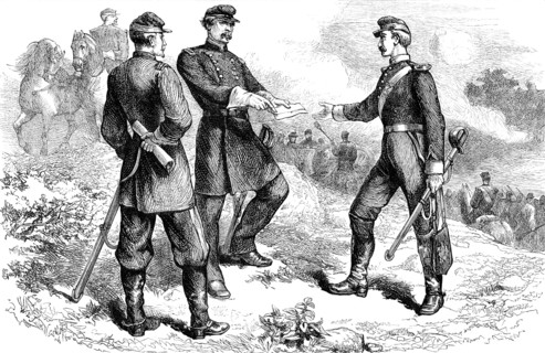 General McClellan at the battle of Antietam, American Civil War, 1862 (c1880). Artist: Unknown