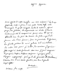 Letter by Wolfgang Amadeus Mozart, 1791 (1865).Artist: Frederick George Netherclift