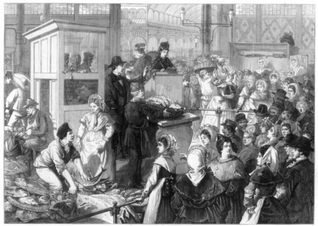 The Fish Market, the Lenten season in Paris, 1875. Artist: Unknown