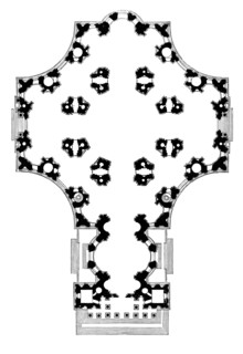 Ground plan of St Paul's Cathedral, London, second design, 17th century (1882). Artist: Unknown