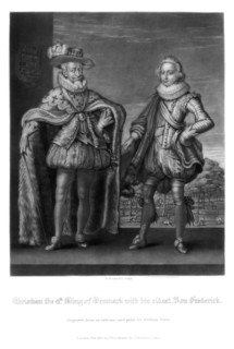 Christian IV, King of Denmark, with his eldest son Frederick, (1816).Artist: Robert Dunkarton