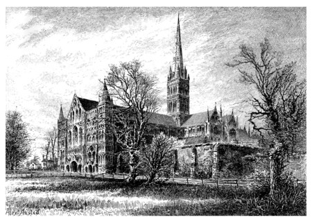 'Salisbury Cathedral, from the South West', 1895. Artist: Unknown