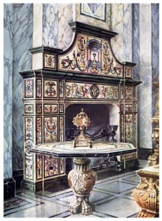 Chimneypiece and table in coloured Florentine mosaic, 1910. Artist: Edwin Foley