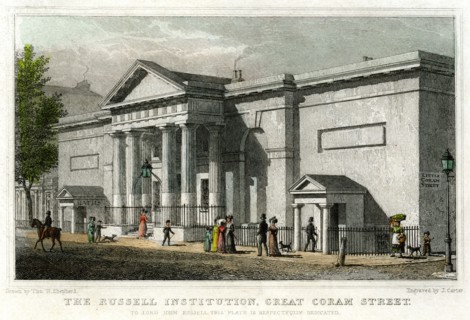The Russell Institution, Great Coram Street, Bloomsbury, London, 1828.Artist: J Carter
