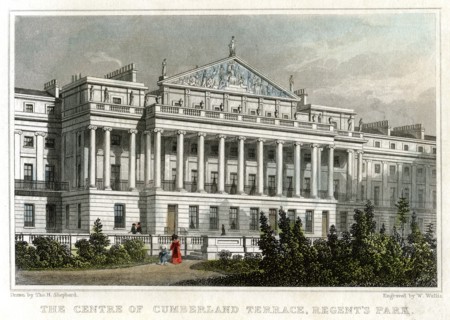 The centre of Cumberland Terrace, Regents Park, London, 1829.Artist: W Wallis