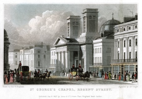 St George's Chapel, Regent Street, Westminster, London, 1827.Artist: J Tingle