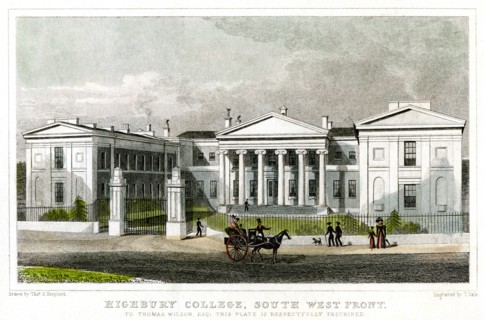 Highbury College, south-west front, Islington, London, 1827.Artist: Thomas Dale
