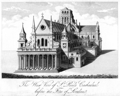 'The West View of St Paul's Cathedral Before the Fire of London'. Artist: Unknown