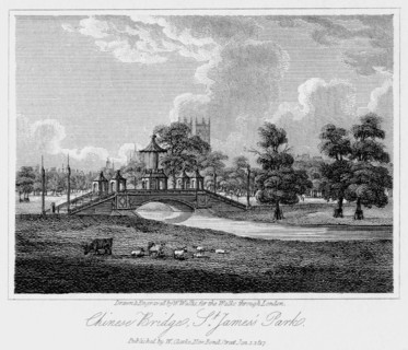 Chinese Bridge, St James's Park, Westminster, London, 1817.Artist: W Wallis
