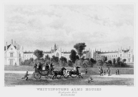 Whittington's Almshouses, Highgate Hill, London, 19th century.Artist: J Davies