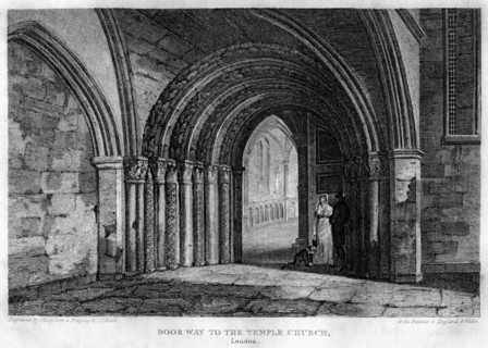 Doorway to the Temple Church, London, 1815.Artist: J Shury