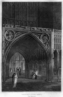 East entrance to Westminster Hall, London, 1815.Artist: Wallis
