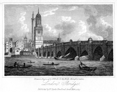 London Bridge, London, 1817.Artist: W Wallis