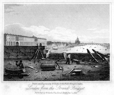 London from the Strand Bridge, 1816.Artist: W Wallis