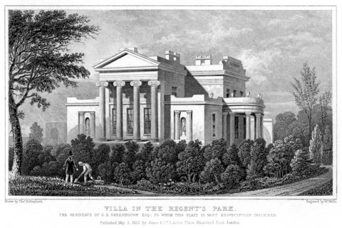 Villa in Regent's Park, London, 1827.Artist: W Wallis