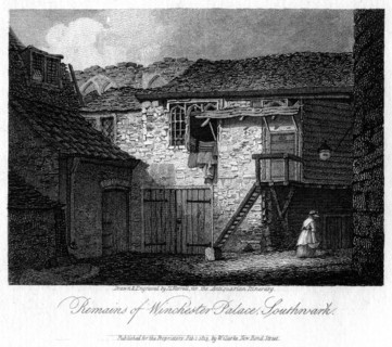 Remains of Winchester Palace, Southwark, London, 19th century.Artist: JC Varrall
