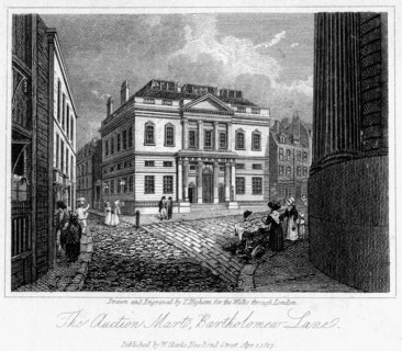 The Auction Mart, Bartholomew Lane, City of London, 1817.Artist: Thomas Higham