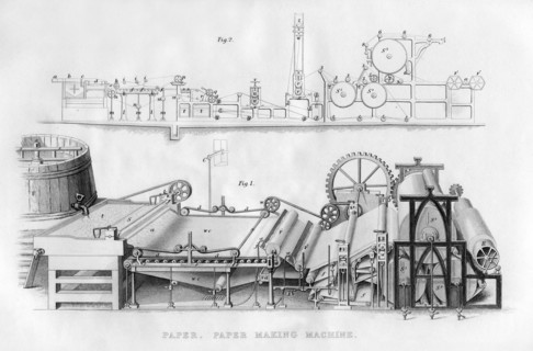 Paper making machine, 1866. Artist: Unknown