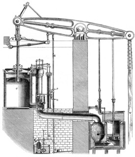 Cornish or single acting pumping engine, 1866. Artist: Unknown