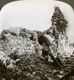 Knocked out German machine gun position, Monchy, Battle of Arras, World War I, 1917-1918.Artist: Realistic Travels Publishers