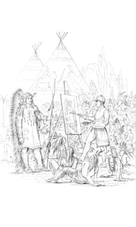 Painting a portrait of a Native American, 1841. Artist: Unknown