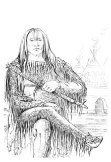 Chief of the Blackfoot nation, 1841.Artist: Myers and Co