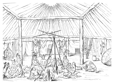 Interior of a Teepee, 1841.Artist: Myers and Co