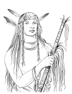 Portrait of 'Mouse Coloured Feather', Native American man, 1841.Artist: Myers and Co
