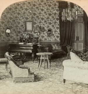 Drawing room of the Presidency, Lord Roberts' headquarters, Bloemfontein, South Africa, 1900.Artist: Keystone View Company
