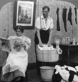 'The New Woman, Wash Day'.Artist: American Stereoscopic Company