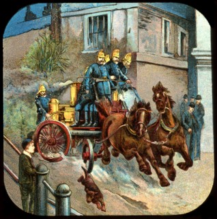 Horse-drawn fire engine, c19th century. Artist: Unknown