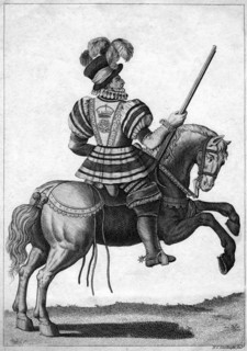 A Yeoman of the Guard, attending Queen Elizabeth I on a progress. Artist: NC Goodnight