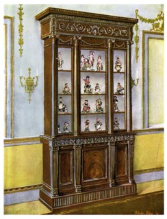 Carved mahogany china case influenced by the Adam Brothers, 1911-1912.Artist: Edwin Foley