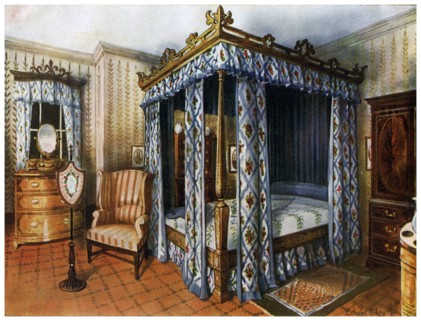 A Hepplewhite bedroom, 1911-1912.Artist: Edwin Foley