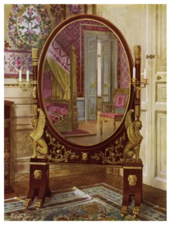 Oval mirror and bed of Napoleon I, 1911-1912.Artist: Edwin Foley