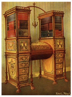 The Sister Inlaid Double Secretaire and Bookcase Cabinet, Sheraton, 1911-1912.Artist: Edwin Foley