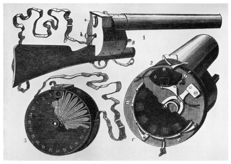 Photographic gun designed by Etienne Jules Marey, 1882 (1956). Artist: Unknown