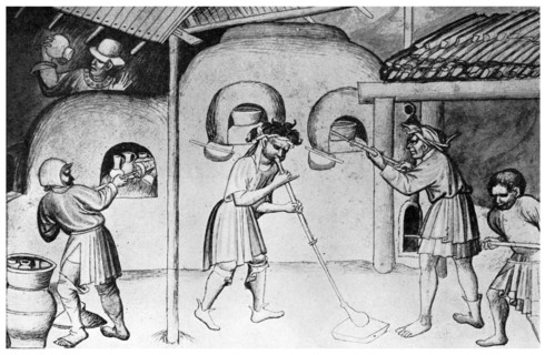 Medieval glassworks, c1300 (1956). Artist: Unknown